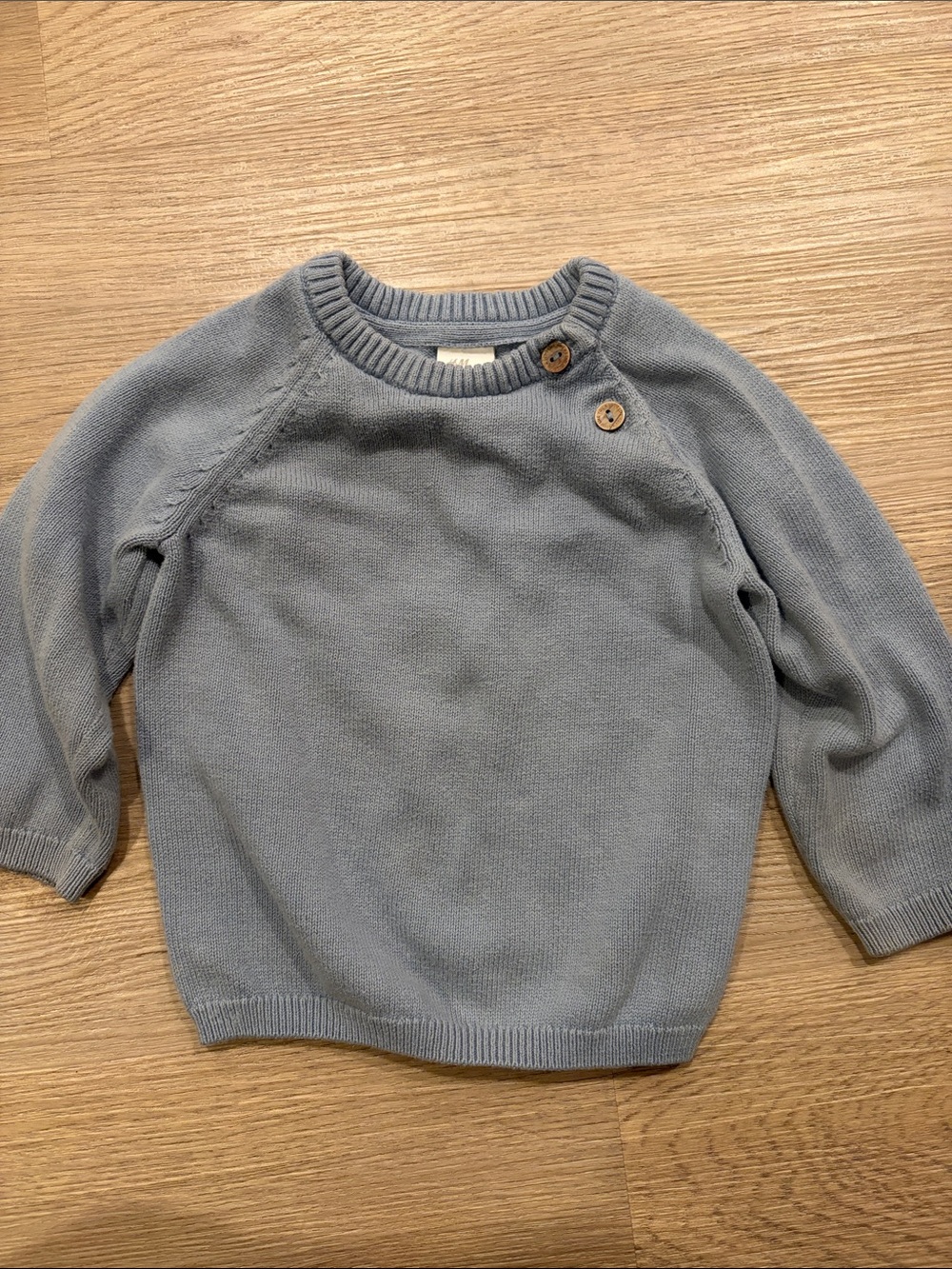 H&M Pale Blue Knit Sweater with Shoulder Buttons